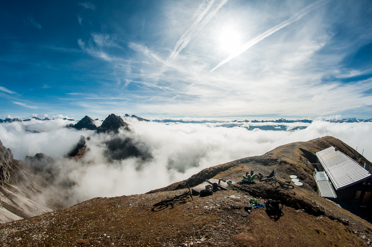 Nebelmeer Seefeld Reitherspitze Nördlinger Hütte Relax Pause MTB Bike